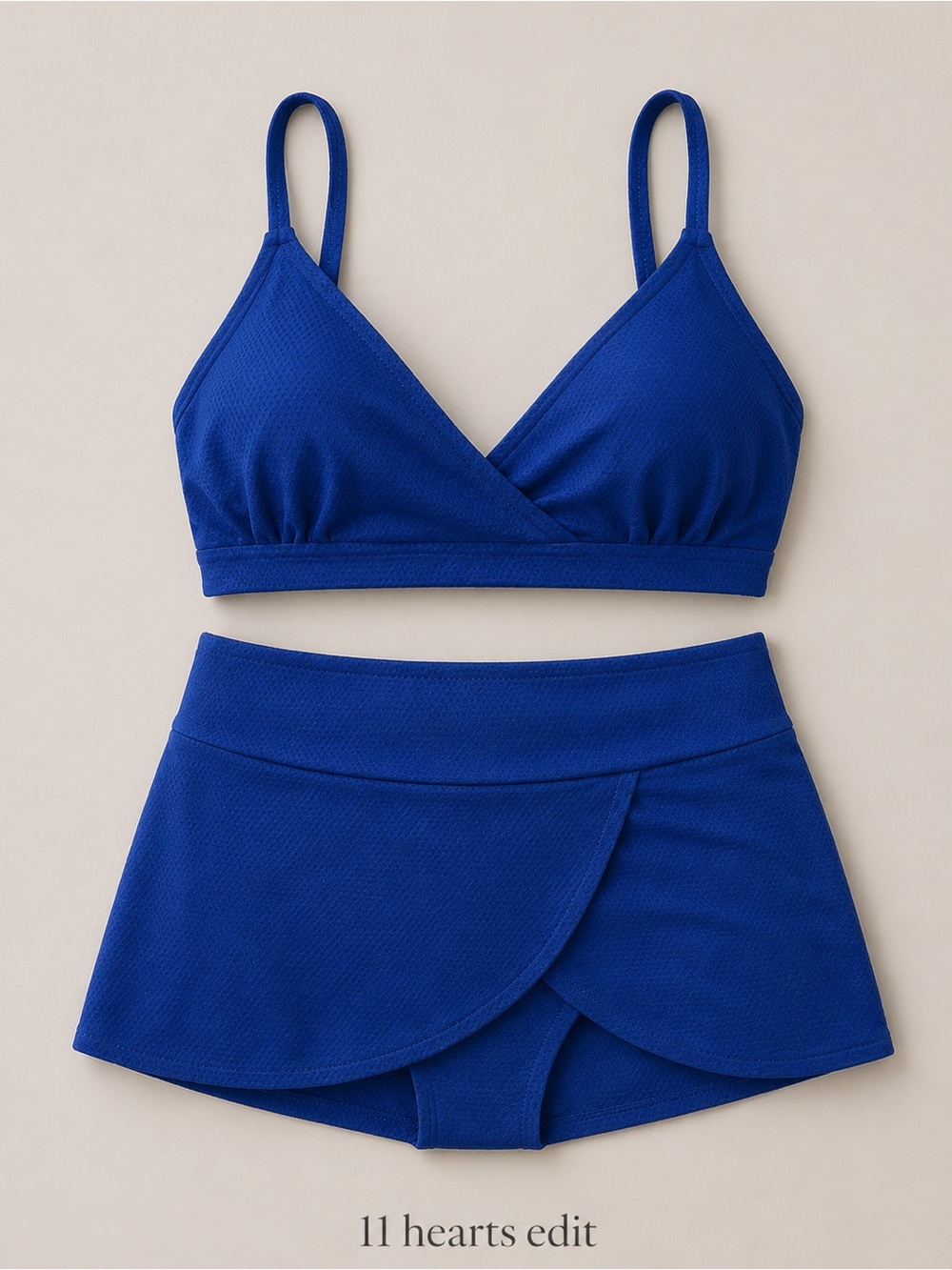 Tahari Royal Blue Textured Swim Set Skirted Bottom NWT Small